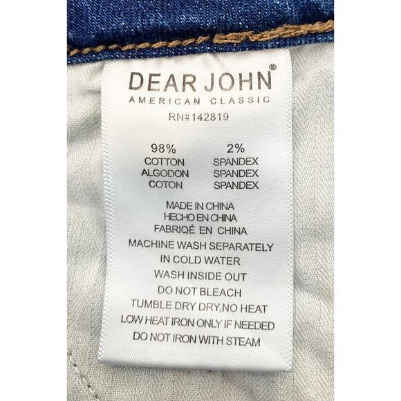 Dear John Women's Straight Leg Raw Hem Stretch Denim Jeans Distressed 26 Modern - Picture 9 of 10